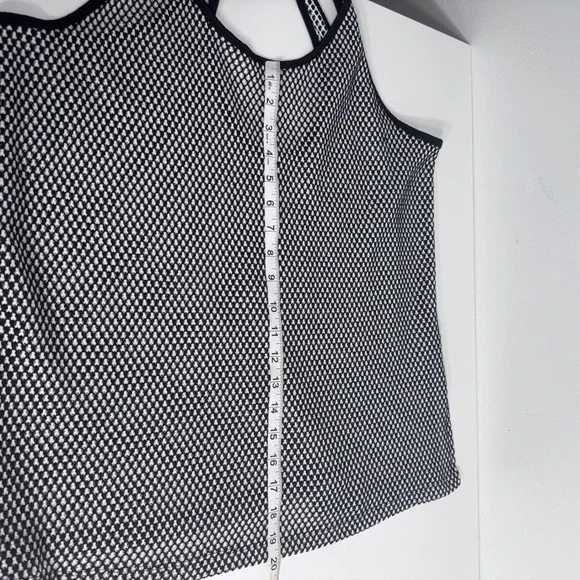 Mesh Black White Racerback Tank Top Keyhole Back Sleeveless Athleisure Edgy Gym - Picture 5 of 5